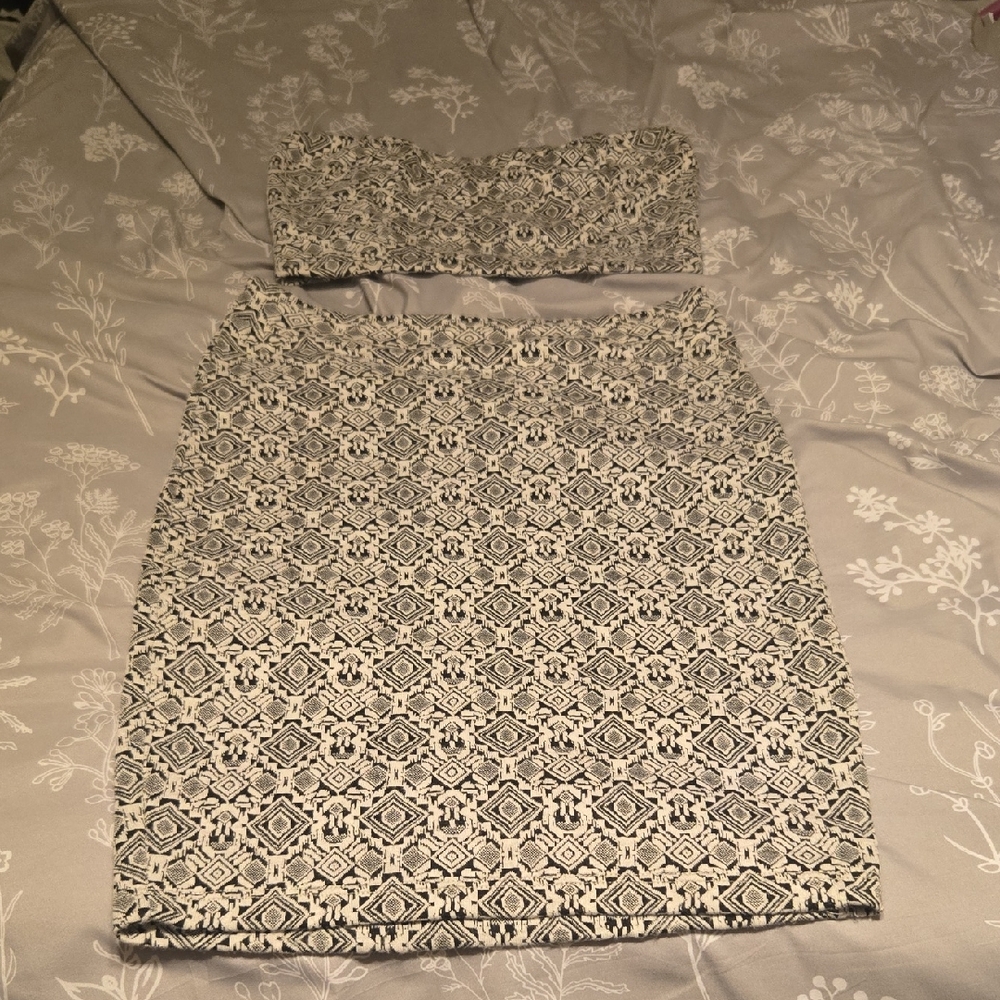 Black And White Skirt And Top Set